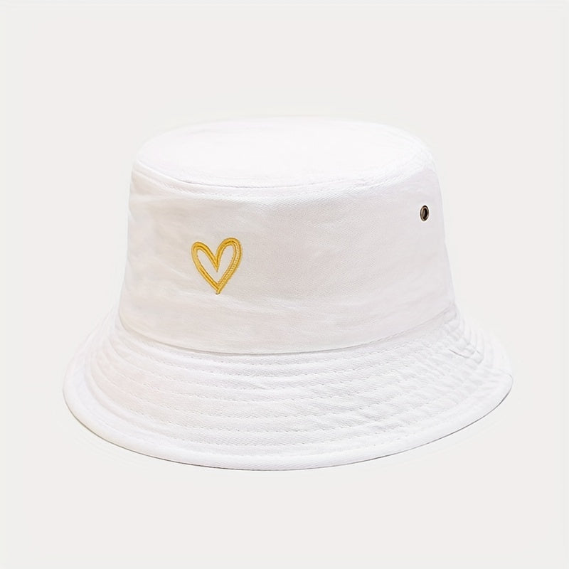 Sunshade Bucket Hat Love Pattern Embroidered Sun Hat