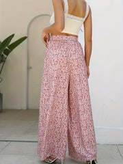 Floral Print Wide Leg Pants Casual Style