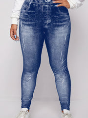 Cartoon Print Slim Jeggings Casual High Waist Long Leggings
