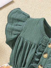 Girl's Floral Print Ruffle Button Down Tutu Dress