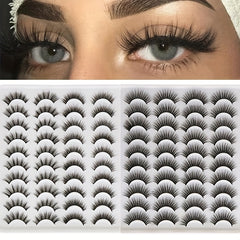 20 Pairs Natural False Eyelashes Wispy Fluffy Soft Lashes Long Thick Criss cross