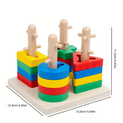 Wooden Geometric Shape Matching Toy for Kids - Enhances Hand Eye Coordination