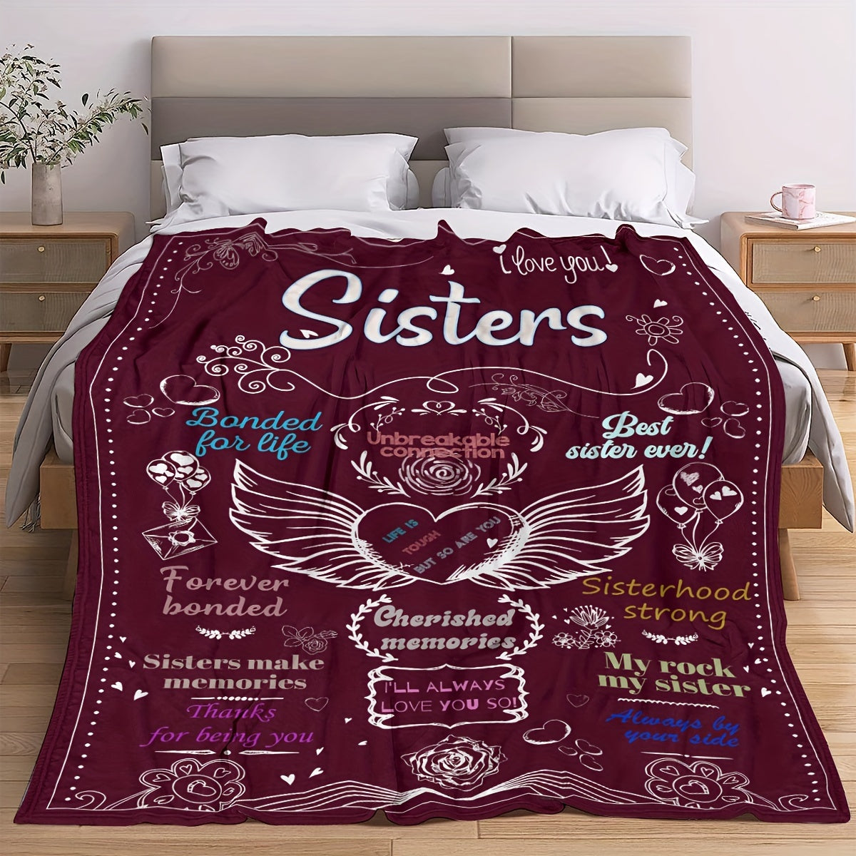 Soft Purple Linen Blanket Gift for Sister Women Birthday Year