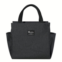 Insulated Tote Bag Portable Cooler Gray Fabric Zipper Closure Carry Handles