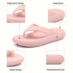 Women's Solid Non-Slip Lightweight Flip Flops Thick Sole Beach Summer Slippers
