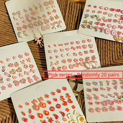 20 Pairs Resin Earrings Heart Leaf Geometric Stud Earrings For Girls