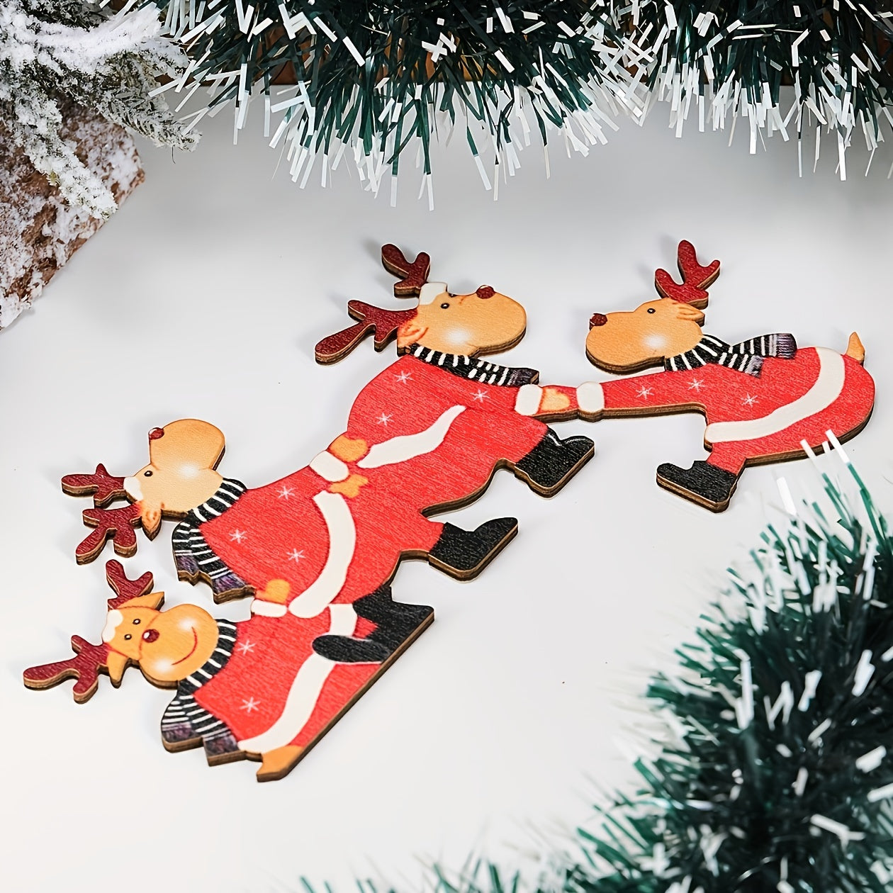 Christmas Wooden Door Frame Decorations Reindeer Santa Claus
