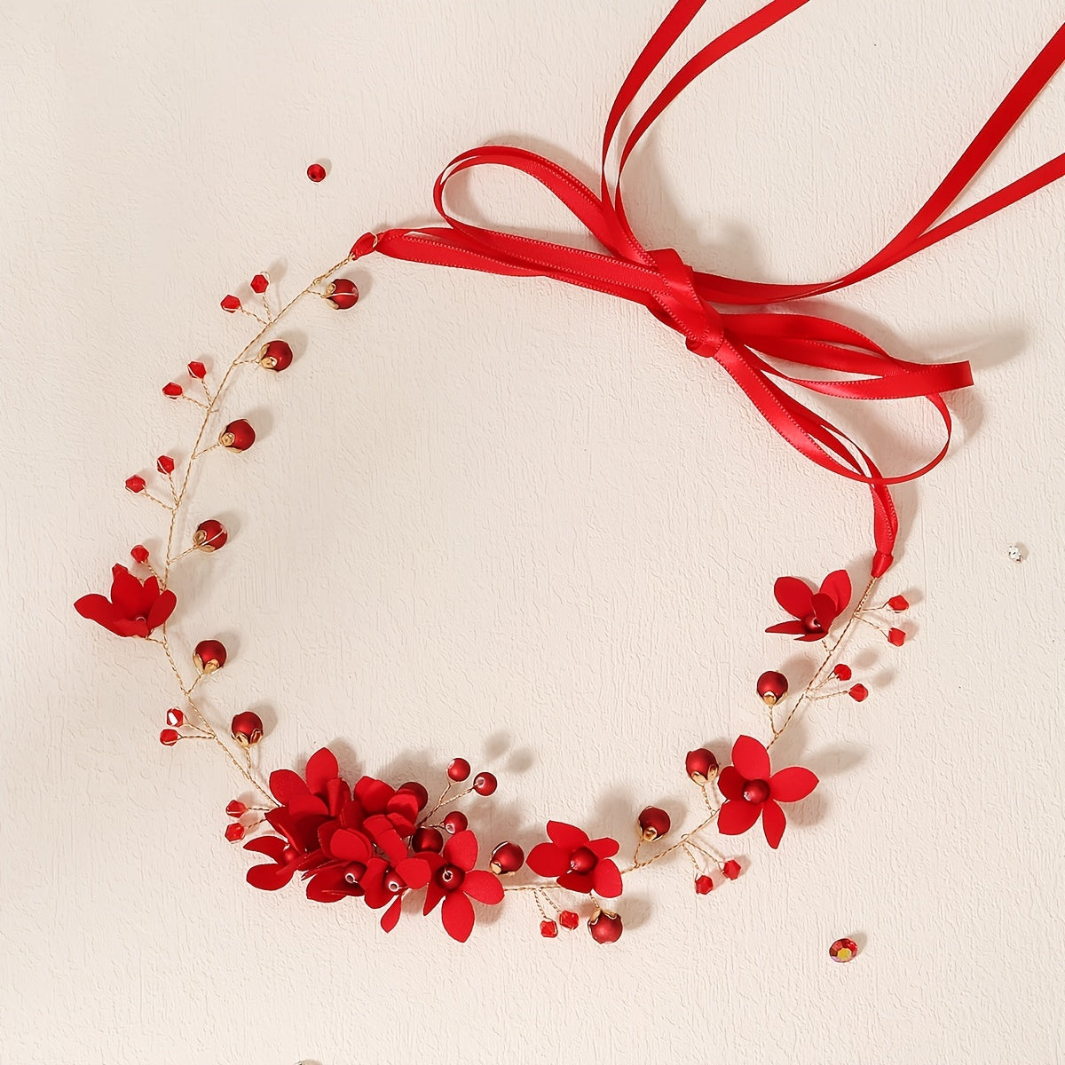 Red Pearl Flower Hairband Headband Party Favor Decorations