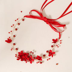 Red Pearl Flower Hairband Headband Party Favor Decorations