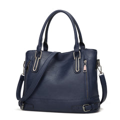 Women's PU Leather Zipper Satchel Purse Large Capacity Crossbody Bag