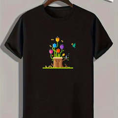 Flowers Print Men's Graphic Tshirt for Summer