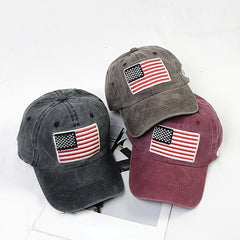 Embroidered American Flag Baseball Cap Soft Top Sun Visor Hat