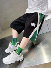 Boys Letter Print Gym Workout Shorts Quick Dry Athletic Training Running