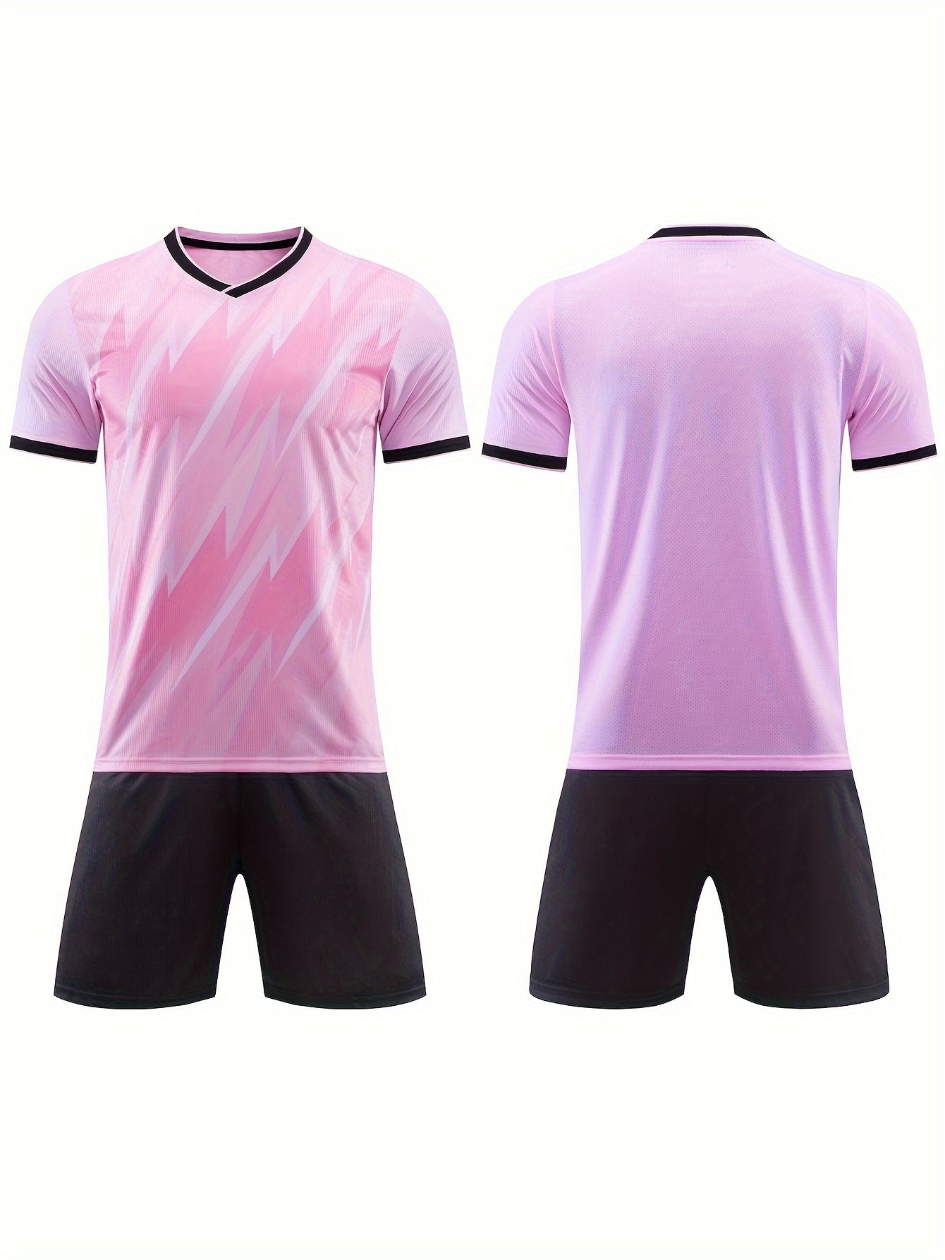 Boys Geometric Pattern Tracksuits Set Football Jersey & Shorts