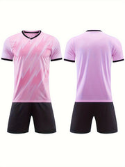 Boys Geometric Pattern Tracksuits Set Football Jersey & Shorts