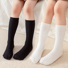 2 Pairs Preppy Style Knit Crew Socks Soft & Comfortable Girls Accessories