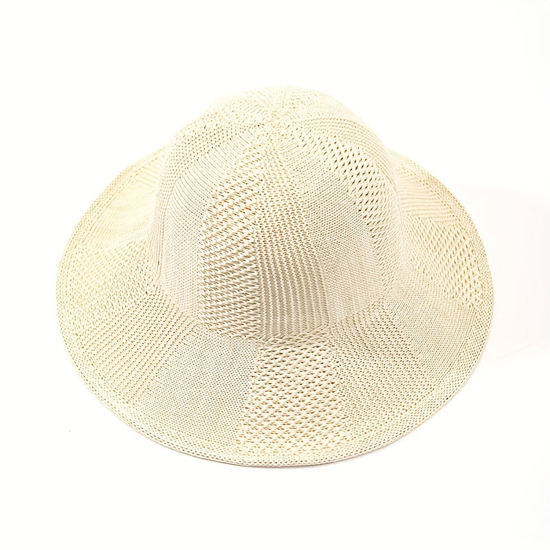 Wide Brim Bucket Hat Casual Crochet Breathable Sunscreen Fisherman Cap
