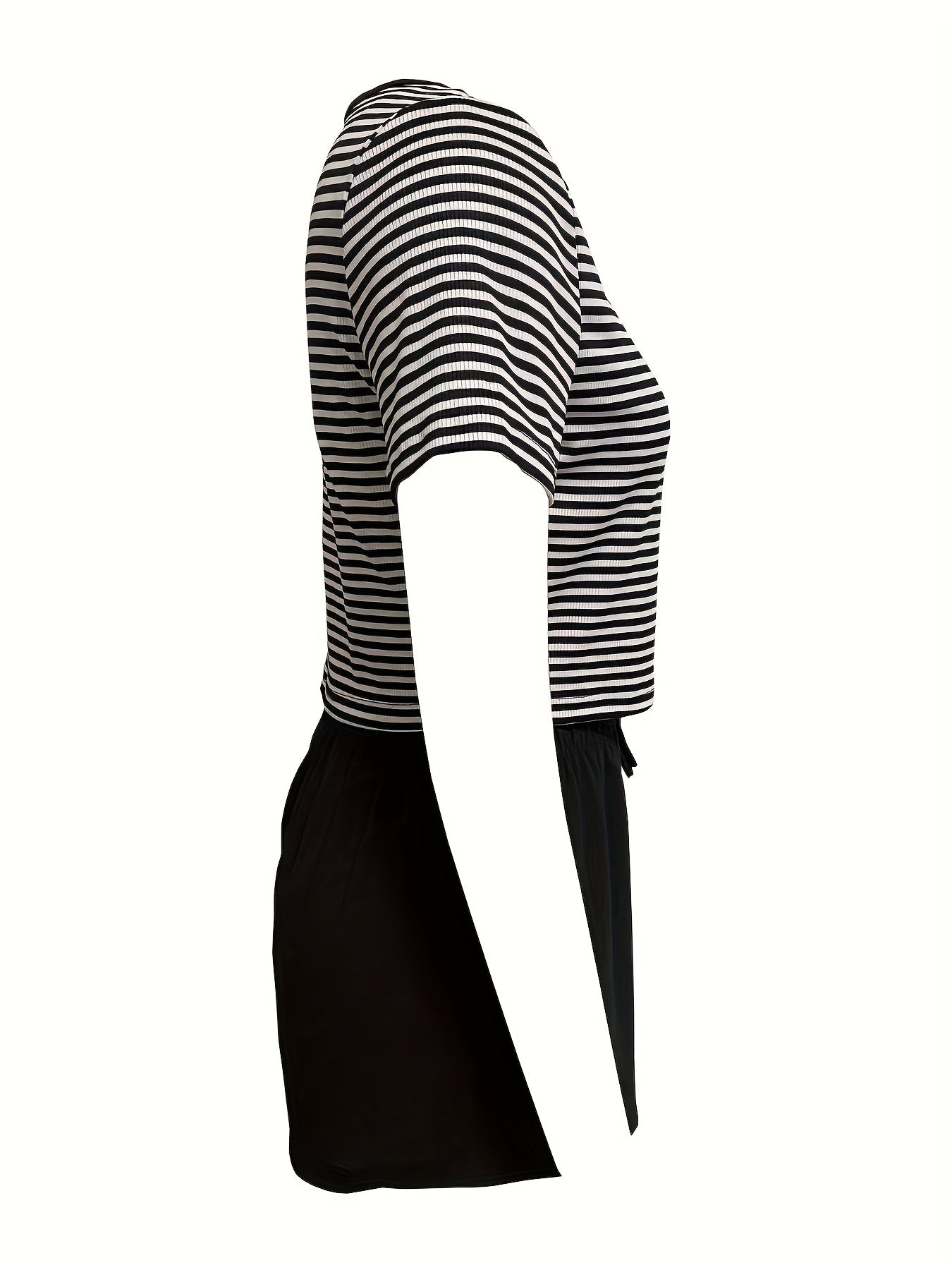 Striped Print Pajamas Set V Neck Top & Shorts