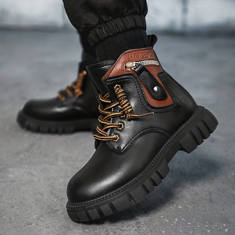 Boys Ankle Lace Up Non Slip Boots Lightweight for Indoor Outdoor Travel