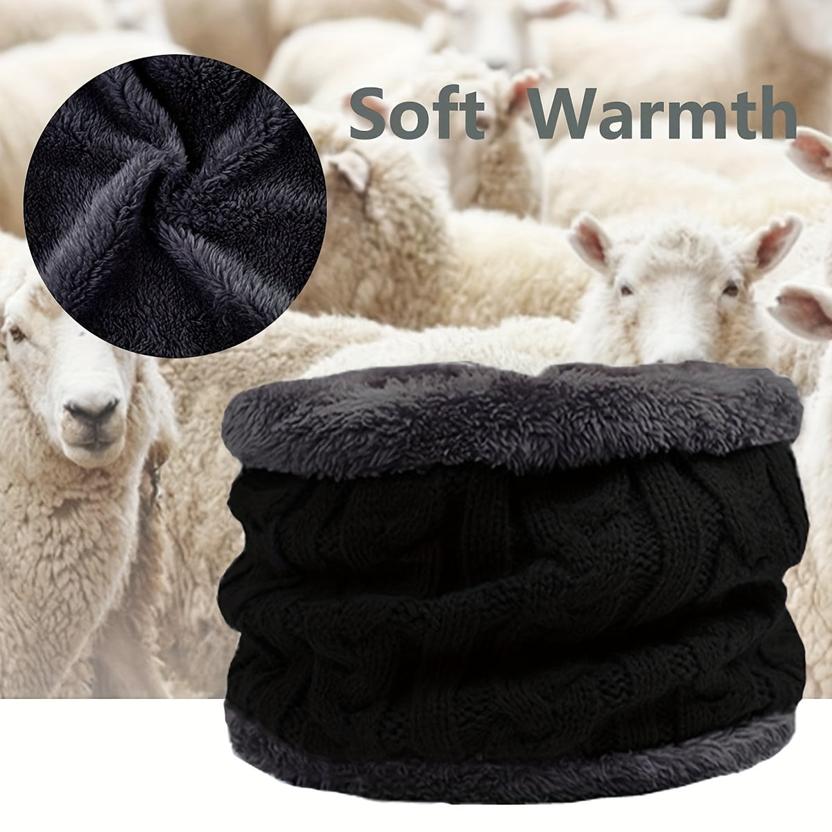 Warm Knit Beanie Hat & Scarf Set with Wool Lining for Men and Women