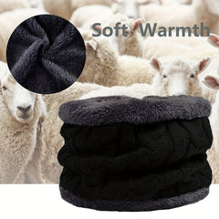 Warm Knit Beanie Hat & Scarf Set with Wool Lining for Men and Women