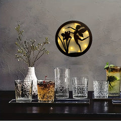 Kids Room Wall Clock LED Light Retro Wooden Sign Hanging Decoration