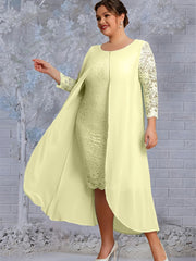 Floral Jacquard Layered Midi Dress Plus Size