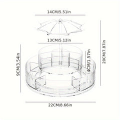 3-Layer Plastic Makeup Storage Box with Rotating Dispenser Tray