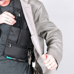 Anti Pry Hidden Underarm Bag Leather Tablet Card Holder Men's Chest Shoulder Bag