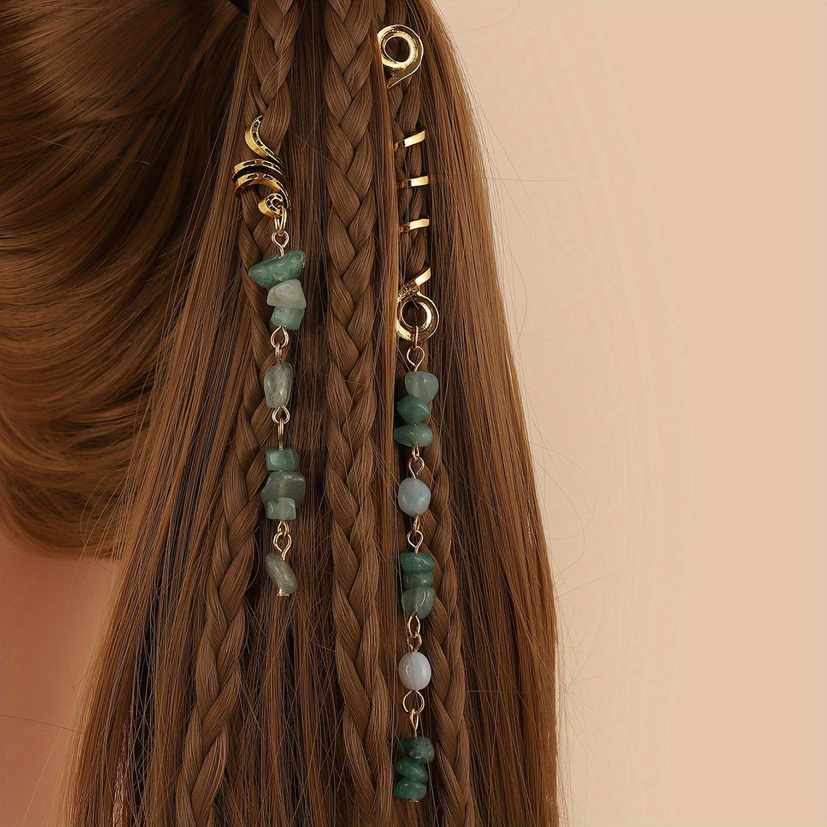 Stone Pendants Braided Hair Access. Dress Up Accessories for Girls Kids