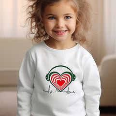 Girls Heart Pattern Crew Neck Long Sleeve Sweatshirt
