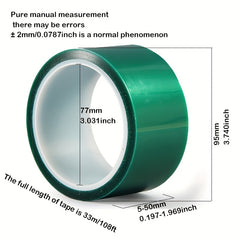 Green Polyester Hi Temp Masking Tape 5mm-50mm 108ft