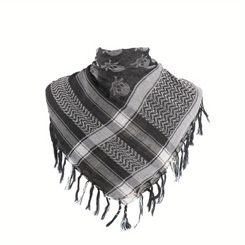 Camouflage Tassel Scarf Hip Hop Skull Jacquard Shawl
