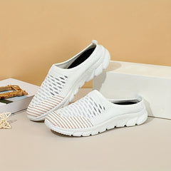 Women's Breathable Knit Mule Sneakers Lightweight Slip On Shoes