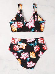 Floral & Chain Print Bikini Set High Stretch Two Piece