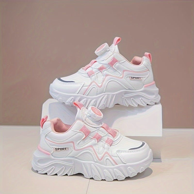 Girl's Chunky Shoes Rotating Buckle Non Slip Sneakers