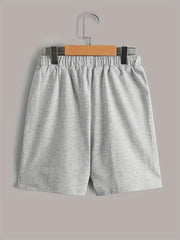3pcs Smiling Print Boys Quick Drying Shorts for Summer Outdoor