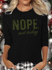 Women's Letter Print Lounge Top Long Sleeve Crew Neck