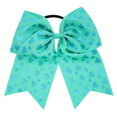 Girls Big Bow Leather Bands Colorful Heart Dovetail Hair Rings