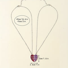 2pcs Girls Heart Pendant Necklace Good Friends Necklace Jewelry