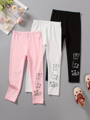 3pcs Toddler Girls Cartoon Leggings Elastic Waist Tights