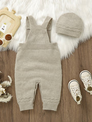 Infant Onesie Baby Boys Girls Knit Overalls With Hat Set