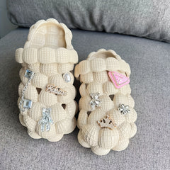 Women's Bubble Slippers With Charm Closed Round Toe Slippers