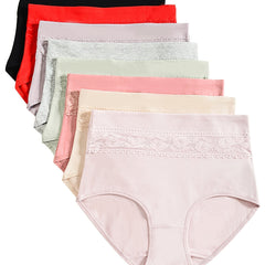 8 Pack Plus Size Floral Jacquard Briefs Set Women High Stretch Panties 8pcs
