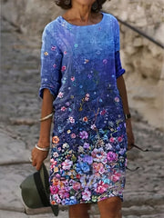 Floral Print Plus Size Casual Mini Dress