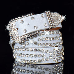 Rhinestone Belt Western Bling Studded PU Leather Belt For Jeans