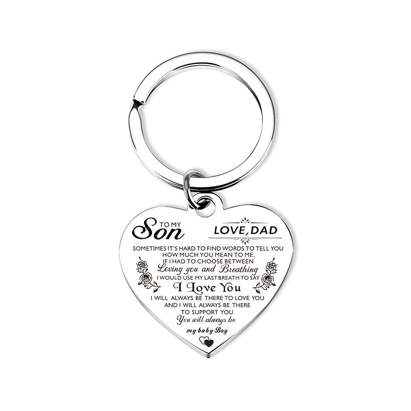 Stainless Steel Heart Pendant Keychain for Daughter and Son