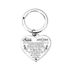 Stainless Steel Heart Pendant Keychain for Daughter and Son