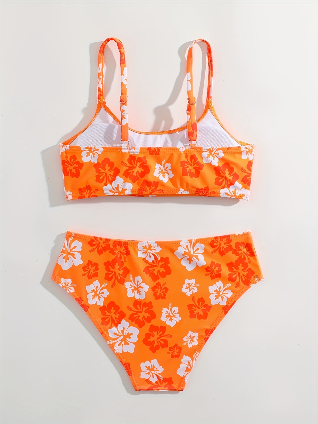 Girls Floral Bikini Set Cami Crop Top Shorts