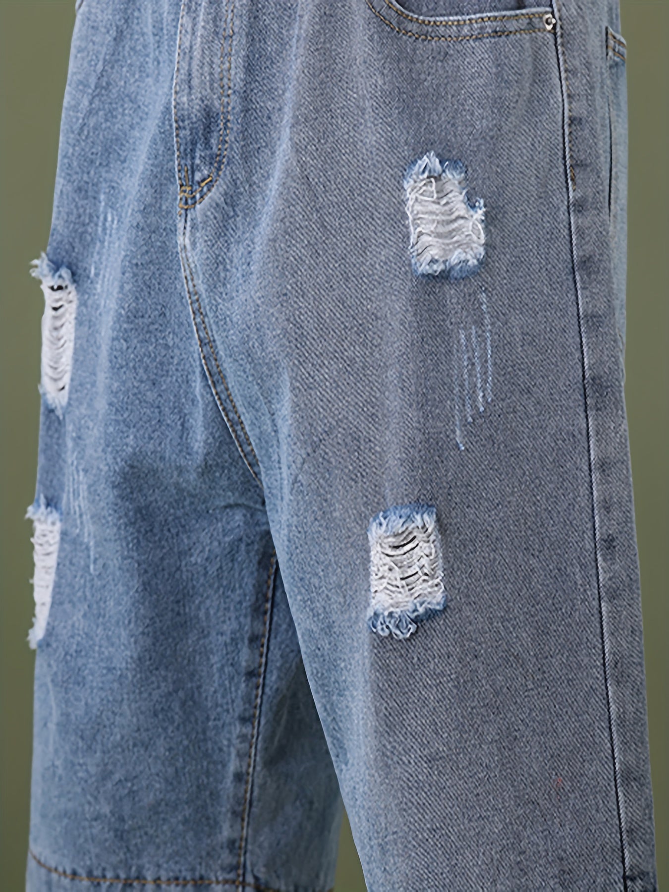 Ripped Denim Shorts Men's Casual Street Style Distressed Denim Shorts